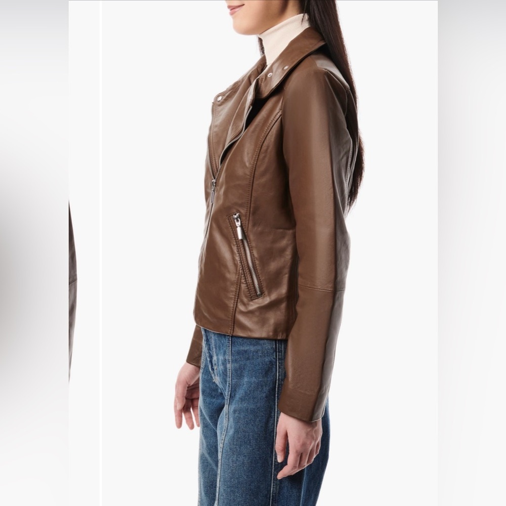 Bernardo Brown Leather Moto Jacket - Picture 3 of 9